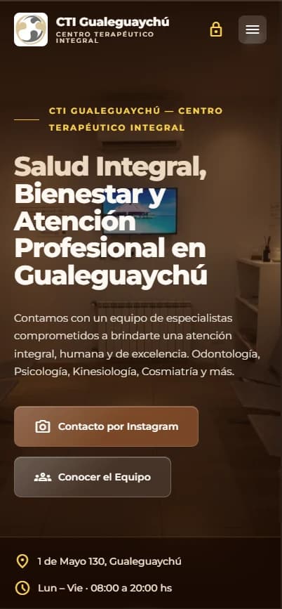 Sitio del Centro Terapéutico Integral en el celular