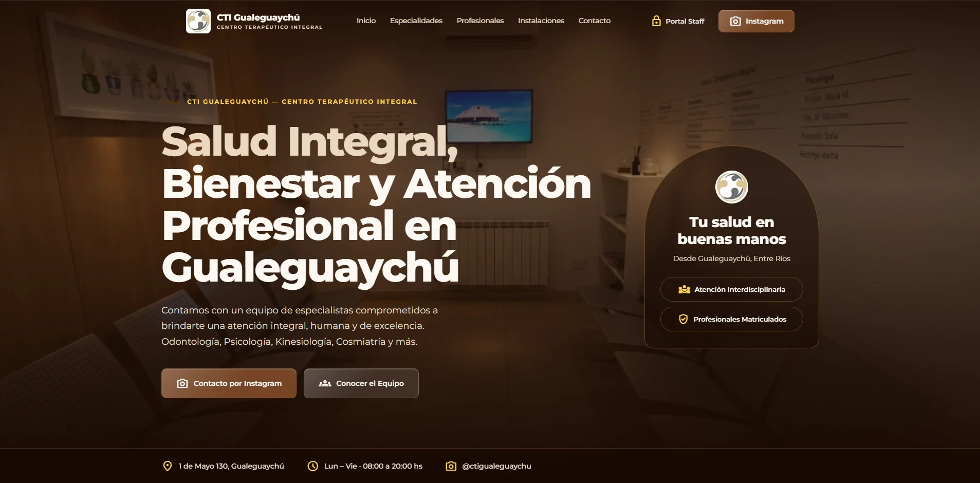 Portada del sitio del Centro Terapéutico Integral