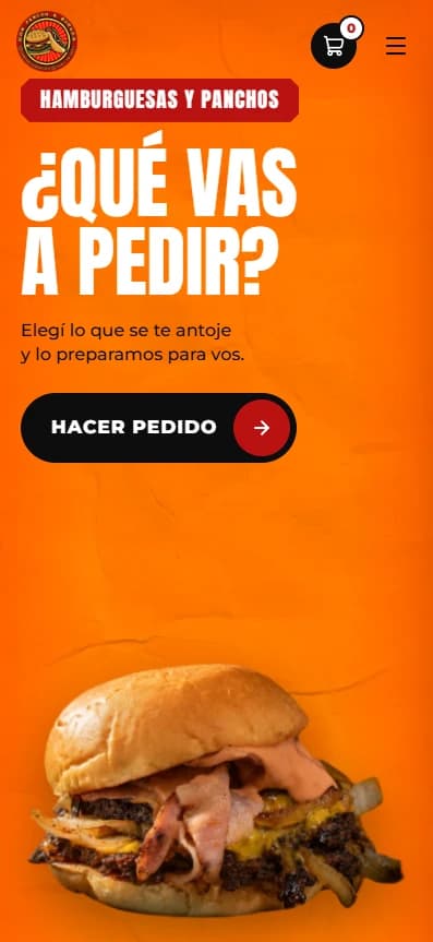 Sitio de Don Pancho & Burger en el celular